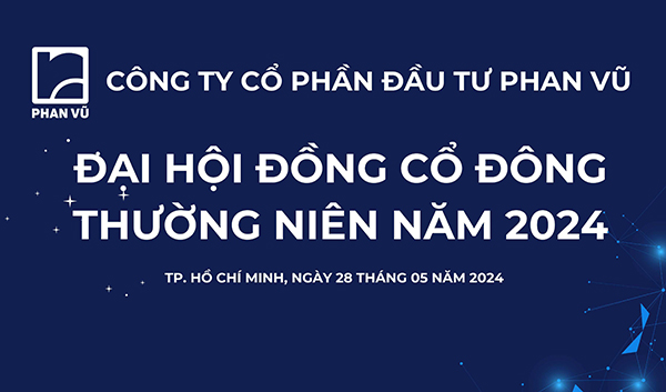 Mẫu backdrop đại hội cổ đ&ocirc;ng c&ocirc;ng ty cổ phần Đầu tư Phan Vũ