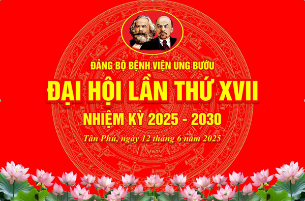 Mẫu backdrop Đại hội Đảng bộ bệnh viện Ung Bướu
