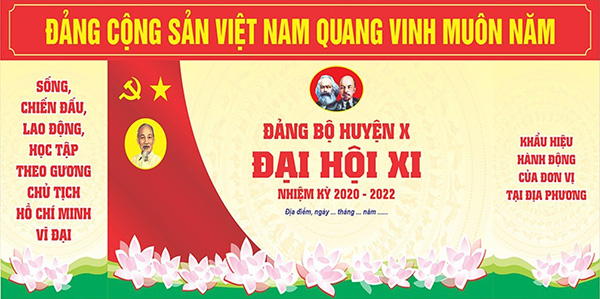 Mẫu backdrop Đại hội Đảng bộ huyện