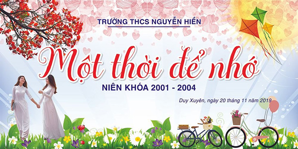 Mẫu backdrop họp lớp đẹp cho ng&agrave;y hội kh&oacute;a kỷ niệm ra trường