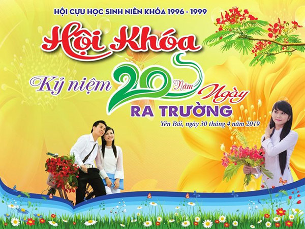 Mẫu background họp lớp kỷ niệm 20 năm ng&agrave;y ra trường