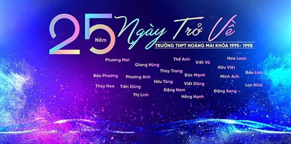 Mẫu backdrop kỷ niệm 25 năm ng&agrave;y ra trường