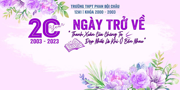 Mẫu backdrop kỷ niệm 20 năm ng&agrave;y ra trường đẹp