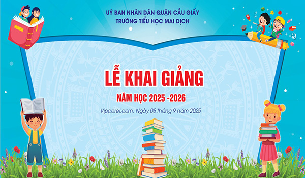 Mẫu backdrop khai giảng trường Tiểu học đẹp