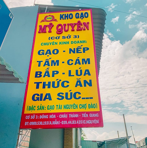 Mẫu bảng hiệu kho gạo Mỹ Quy&ecirc;n