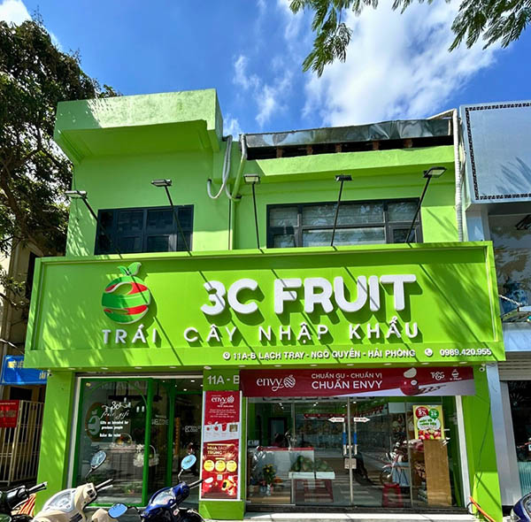 Mẫu bảng hiệu vựa  tr&aacute;i c&acirc;y nhập khẩu 3C Fruit