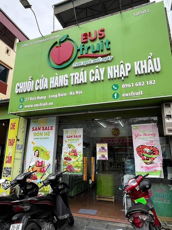 Mẫu bảng hiệu cửa h&agrave;ng tr&aacute;i c&acirc;y nhập khẩu hệ thống chuỗi EUS
