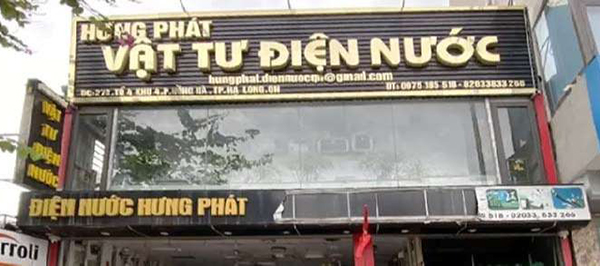 Mẫu bảng hiệu vật tư điện nước Hưng Ph&aacute;t