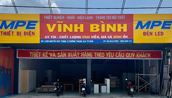 Mẫu bảng hiệu điện nước Vĩnh B&igrave;nh in bạt Hifelx gi&aacute; rẻ