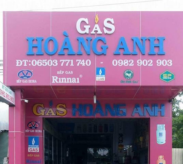 Mẫu bảng hiệu gas nền Alu kết hợp chữ nổi