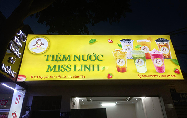 Mẫu bảng hiệu tiệm nước &eacute;p Miss Linh