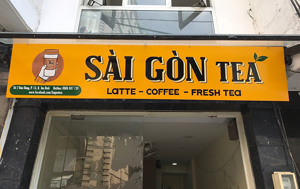 Mẫu bảng hiệu xưa qu&aacute;n nước S&agrave;i G&ograve;n Tea