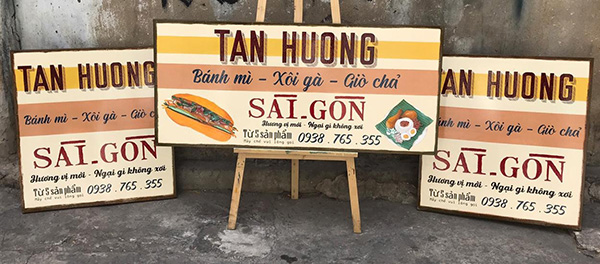 Mẫu bảng hiệu qu&aacute;n ăn xưa T&acirc;n Hương