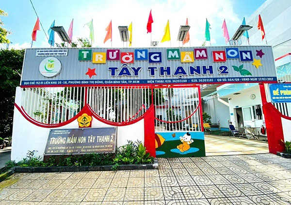 Mẫu biển quảng c&aacute;o trường mầm non T&acirc;y Thạnh 2