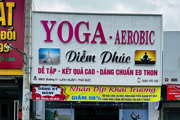 Mẫu bảng hiệu yoga - aerobic Diễm Ph&uacute;c