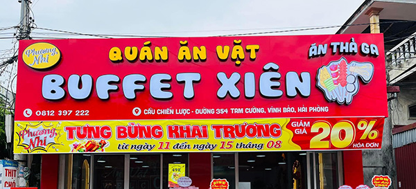 Mẫu bảng hiệu qu&aacute;n ăn vặt đẹp