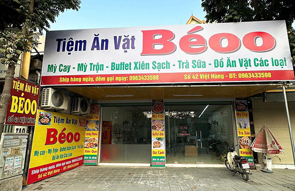 Mẫu bảng hiệu in bạt Hiflex tiệm ăn vặt B&eacute;o