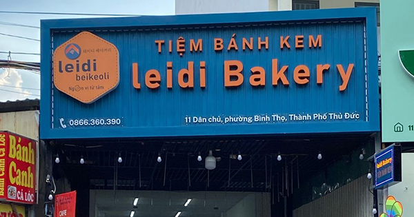 Mẫu bảng hiệu tiệm b&aacute;nh kem Leidi Bakery