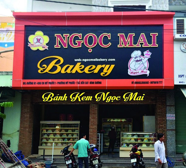 Mẫu bảng hiệu tiệm b&aacute;nh kem Ngọc Mai đẹp