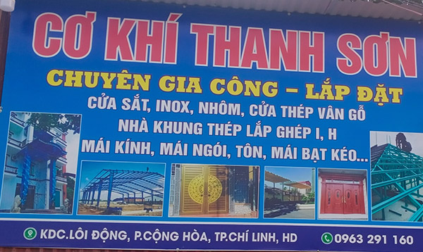 Mẫu bảng hiệu cơ kh&iacute; Thanh Sơn