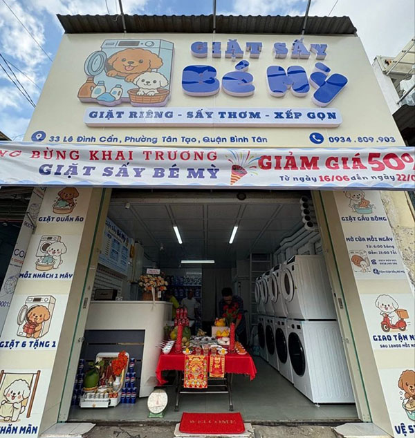 Mẫu bảng hiệu giặt sấy Alu chữ nổi Mica sang trọng