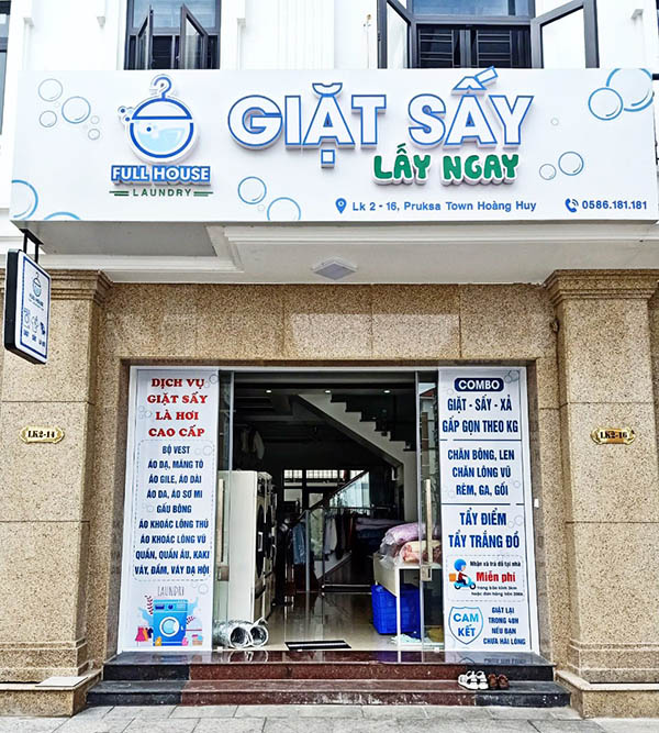 Thiết kế bảng hiệu giặt sấy đẹp, trọn g&oacute;i
