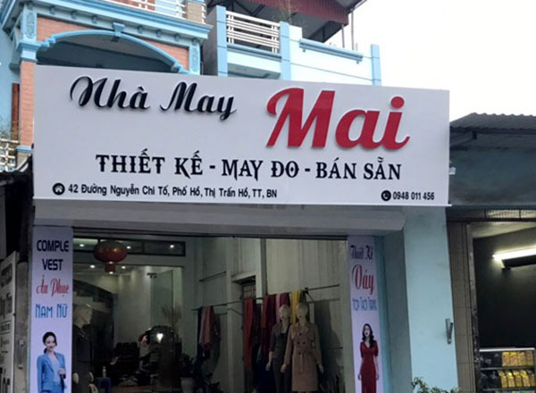 Mẫu biển quảng c&aacute;o nh&agrave; may Mai