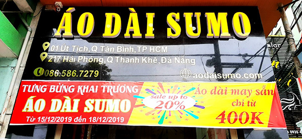 Mẫu bảng hiệu nh&agrave; may &aacute;o d&agrave;i SUMO