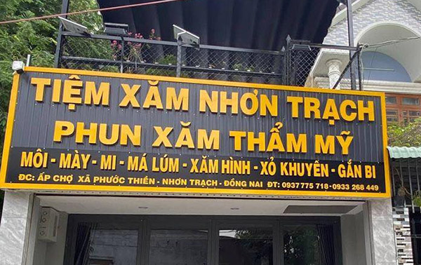 Mẫu bảng hiệu tiệm xăm Nhơn Trạch