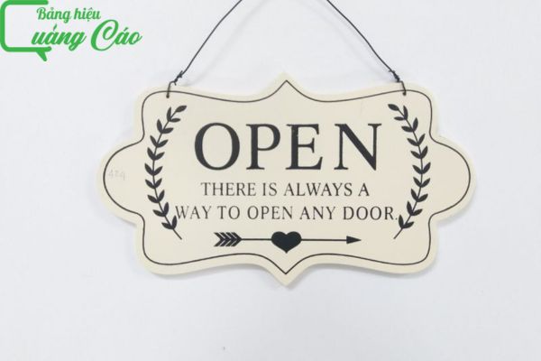 Bảng hiệu open close màu trắng