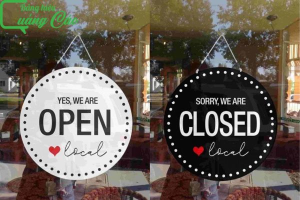 Bảng hiệu open close hộp đèn tròn