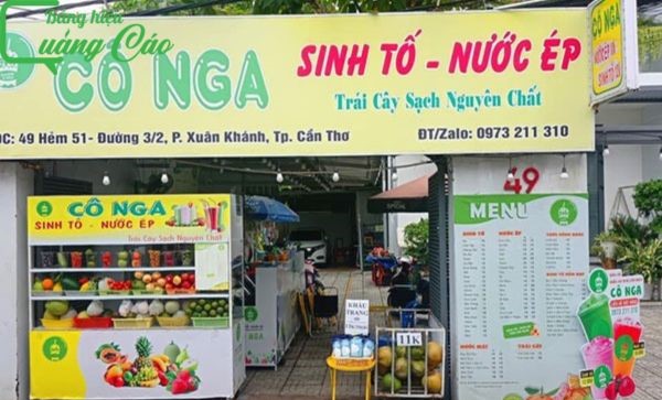 Bảng hiệu quán sinh tố Cô Nga