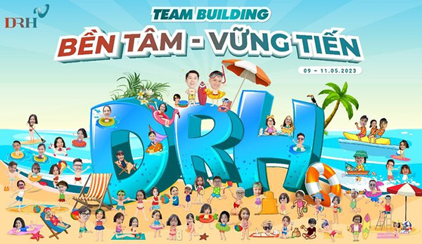 Mẫu background team building b&atilde;i biển