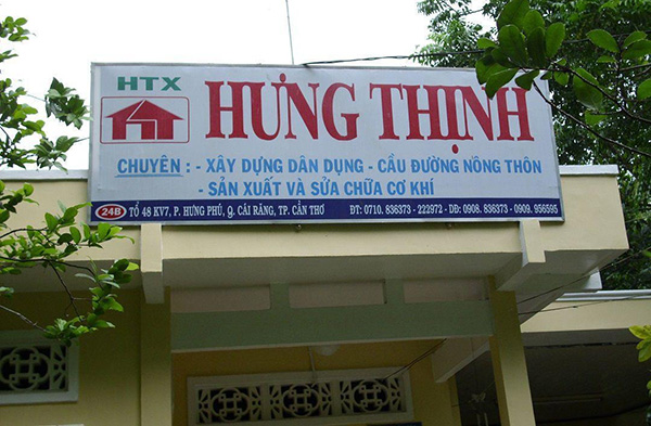 Mẫu bảng hiệu c&ocirc;ng ty x&acirc;u dựng Hưng Thịnh