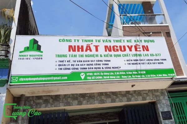 Mẫu bảng hiệu c&ocirc;ng ty thiết kế v&agrave; x&acirc;y dựng Nhất Nguy&ecirc;n