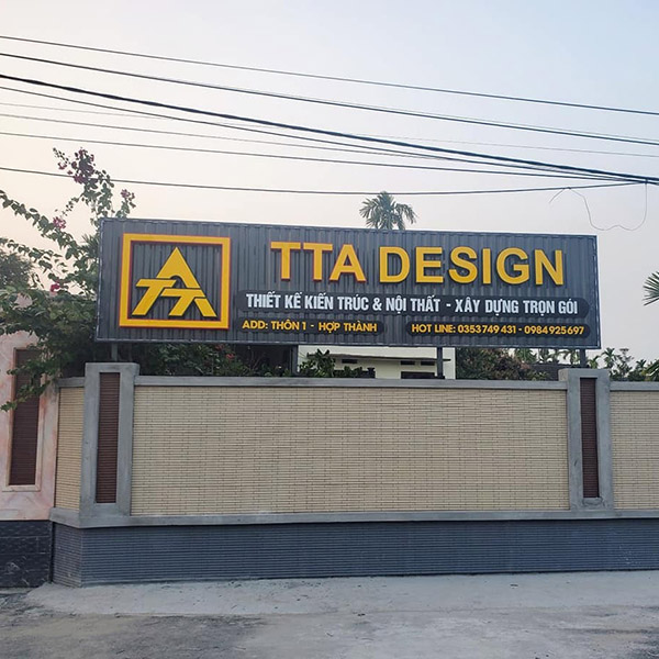 Mẫu bảng hiệu c&ocirc;ng ty thiết kế v&agrave; x&acirc;y dựng đẹp
