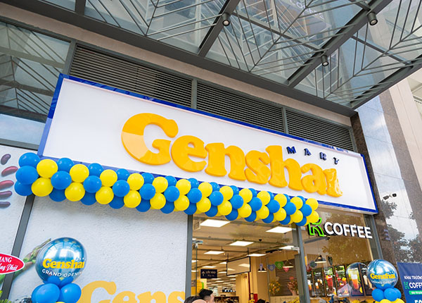 Mẫu bảng hiệu cửa h&agrave;ng tiện lợi Genshai Mart
