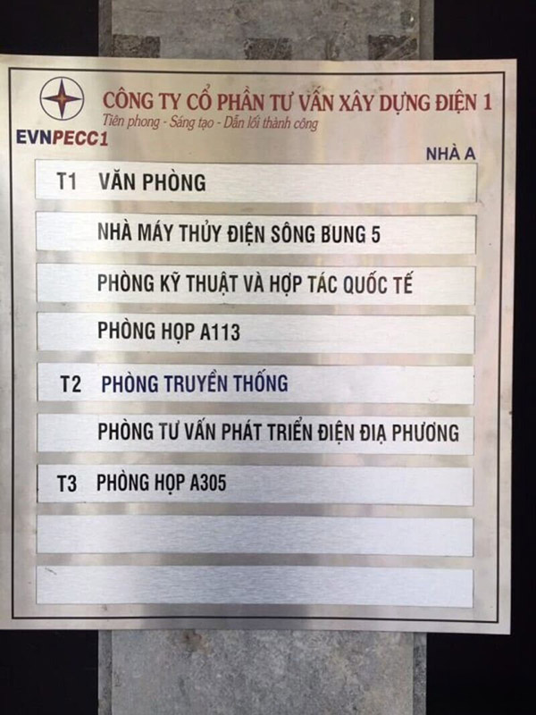 L&agrave;m biển chỉ dẫn t&ograve;a nh&agrave; băng chất liệu Inox ăn m&ograve;n