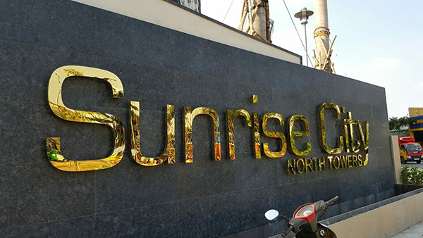 Bảng hiệu chữ nổi Inox v&agrave;ng gương