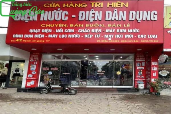 Bảng hiệu cửa hàng điện nước alu Tri Hiên