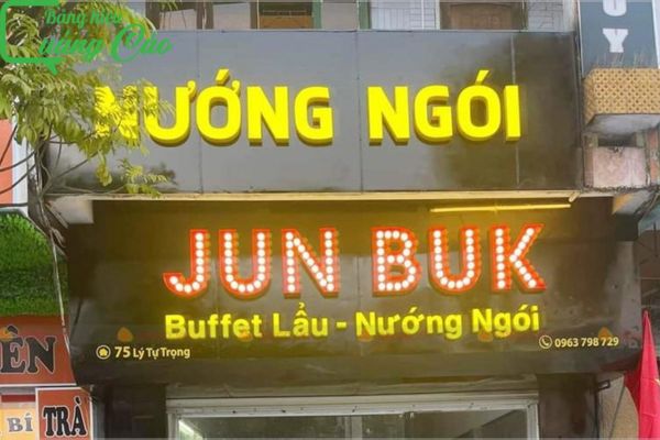 Bảng hiệu lẩu nướng hộp đèn Jun Buk