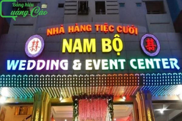 Bảng hiệu nhà hàng tiệc cưới đèn led Nam Bộ