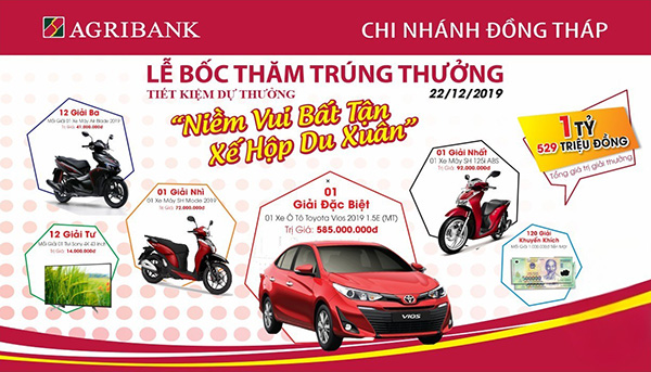 Mẫu backdrop bốc thăm trung thưởng thiết kế cho ng&acirc;n h&agrave;ng Agribank