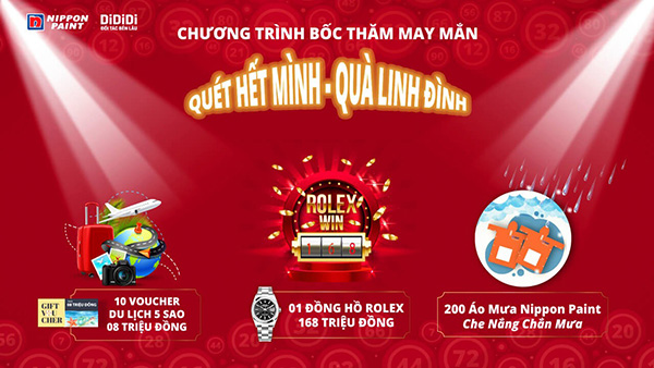 Mẫu backdrop chương tr&igrave;nh bốc thăm tr&uacute;ng thưởng đẹp