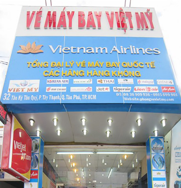 Mẫu bảng hiệu v&eacute; m&aacute;y bay Việt Mỹ