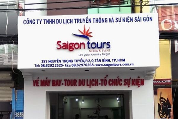 Mẫu bảng hiệu dịch vụ c&ocirc;ng ty du lịch Saigon Tour