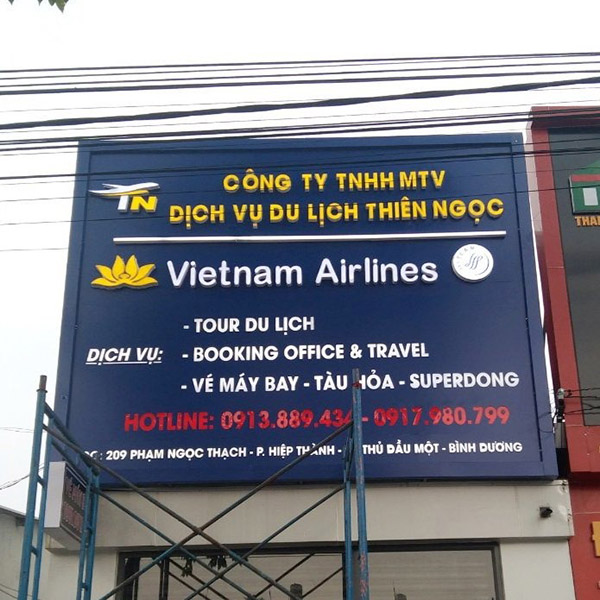 Mẫu bảng hiệu c&ocirc;ng ty du lịch Thi&ecirc;n Ngọc
