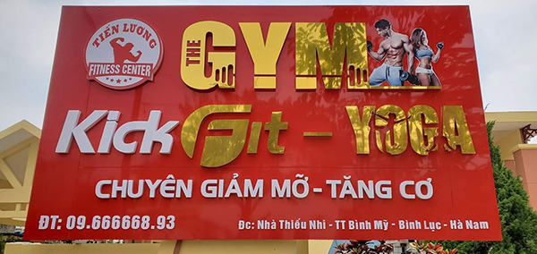 Mẫu bảng hiệu ph&ograve;ng gym chữ Inox