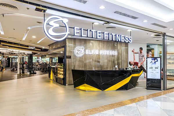 Mẫu biển quảng c&aacute;o ph&ograve;ng gym Elite Fitness