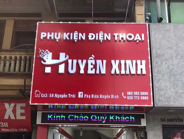 Mẫu biển quảng c&aacute;o phụ kiện điện thoại Huyền Xinh